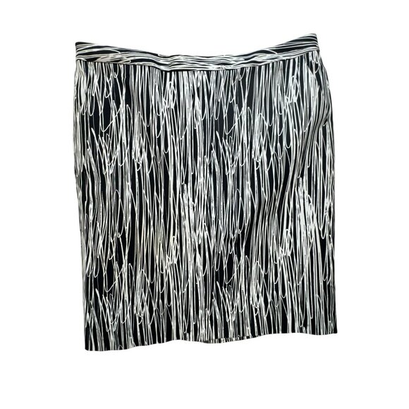 Worthington Womens Straight Pencil Skirt Size 14 Black White Scribble Pockets - Picture 2 of 12